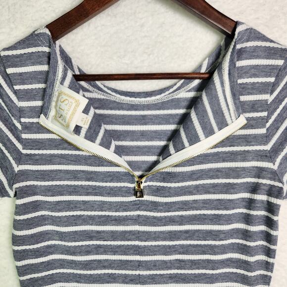 Sail to Sable Nautical Stripe Shift Dress Sz XS Blue Vacation Old Money Preppy - Picture 6 of 12